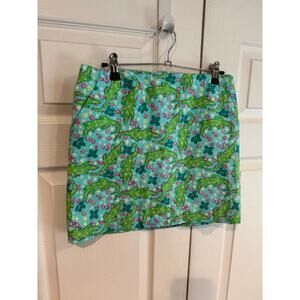 Lilly Pulitzer Alligator Print Skirt Aqua Green Multi Color Size 4